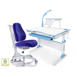 Комплект Mealux EVO Evo-30 BL (арт. Evo-30 BL + Y-528 SB)/(стол+полка+кресло+чехол+лампа)/белая столешница (дерево), цвет пластика голубой (коробок-2 шт.)