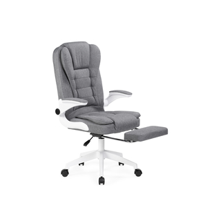 MITIS Gray / gray fabric, footrest, white plastic base