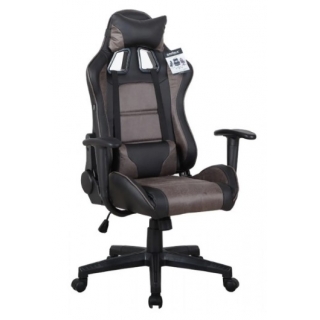 Игровое кресло BRABIX GT Racer GM-100, две подушки, ткань, экокожа, черное/коричневое 531819