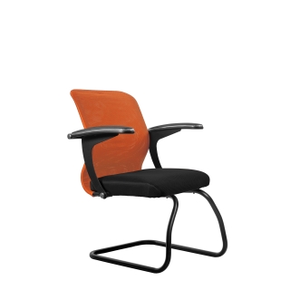 Кресло МЕТТА SU-M-4/подл.160/осн.008 (металл черный) (оранжевый)