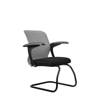 Кресло МЕТТА SU-M-4/подл.160/осн.008 (металл черный) (светло-серый)