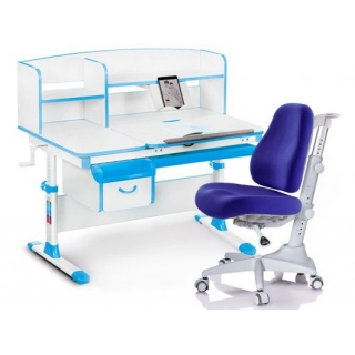 Комплект Mealux EVO Evo-50 BL (арт. Evo-50 BL + Y-528 SB)/(стол+полка+кресло+чехол) / белая столешница / цвет пластика голубой (коробок 5 шт.)
