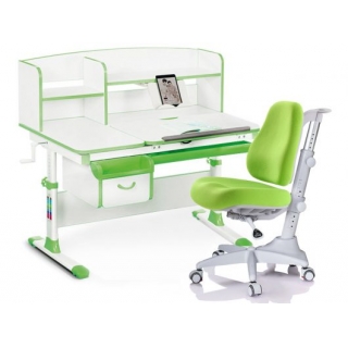 Комплект Mealux EVO Evo-50 Z (арт. Evo-50 Z + Y-528 KZ) / (стол+полка+кресло+чехол) / белая столешница / цвет пластика зеленый (коробок-5 шт.)
