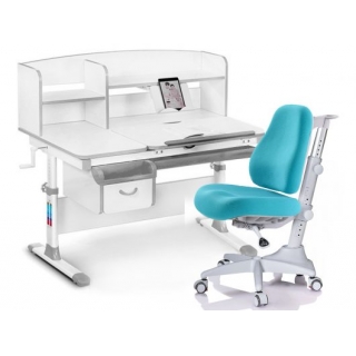 Комплект Mealux EVO Evo-50 G (арт. Evo-50 G + Y-528 KBL) / (стол+полка+кресло+чехол) / белая столешница / цвет пластика серый