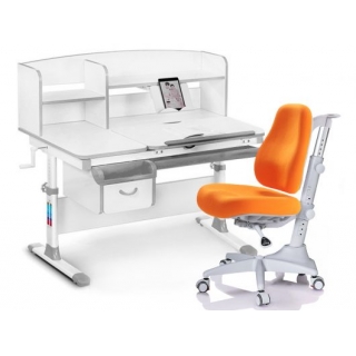Комплект Mealux EVO Evo-50 G (арт. Evo-50 G + Y-528 KY)/(стол+полка+кресло+чехол) / белая столешница / цвет пластика серый (коробок 5 шт.)