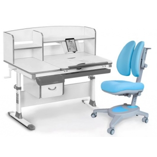 Комплект Mealux EVO Evo-50 G (арт. Evo-50 G + Y-115 KBL) /(стол+полка+кресло+чехол) / белая столешница / цвет пластика серый (коробок 5 шт.)