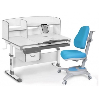 Комплект Mealux EVO Evo-50 G (арт. Evo-50 G + Y-110 KBL) /(стол+полка+кресло+чехол) / белая столешница / цвет пластика серый (коробок 5 шт.)