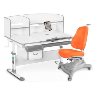 Комплект Mealux EVO Evo-50 G (арт. Evo-50 G + Y-418 KY)/(стол+полка+кресло+чехол) / белая столешница / цвет пластика серый (коробок 5 шт.)