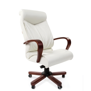 Кресло Chairman 420 WD НАТУРАЛЬНАЯ КОЖА БЕЛЫЙ (максимальная нагрузка до 120кг)