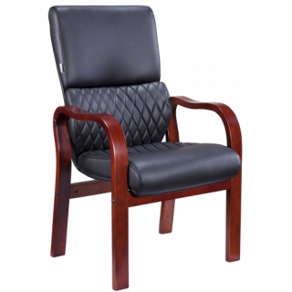 Кресло Everprof President Wood CF ЭКОКОЖА Черный на ножках максимальная нагрузка до 180кг