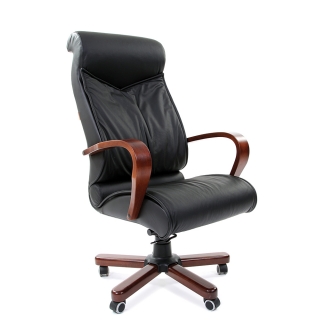 Кресло Chairman 420 WD НАТУРАЛЬНАЯ КОЖА ЧЕРНЫЙ (максимальная нагрузка до 120кг)
