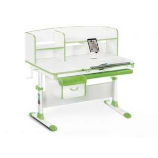 Детский стол Mealux Evo-50 (EVO-50) Z - столешница белая / ножки белые с зелеными накладками (четыре коробки)