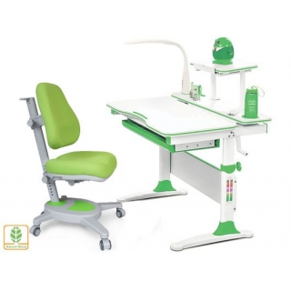 Комплект Mealux EVO Evo-30 Z (арт. Evo-30 Z + Y-110 KZ) /(стол+полка+кресло+чехол+лампа)/ белая столешница (дерево), цвет пластика зеленый (коробок-2 шт.)