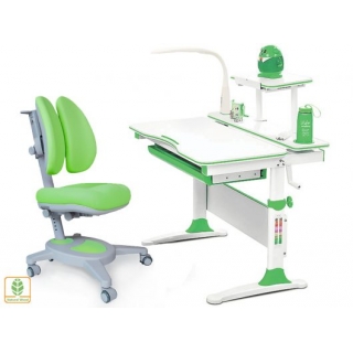 Комплект Mealux EVO Evo-30 Z (арт. Evo-30 Z + Y-115 KZ)/(стол+полка+кресло+чехол+лампа)/ белая столешница (дерево), цвет пластика зеленый (коробок-2 шт.)