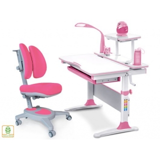 Комплект Mealux EVO Evo-30 PN (арт. Evo-30 PN + Y-115 KP) /(стол+полка+кресло+чехол+лампа)/ белая столешница (дерево), цвет пластика розовый (коробок-2 шт.)
