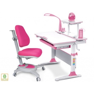Комплект Mealux EVO Evo-30 PN (арт. Evo-30 PN + Y-110 KP) /(стол+полка+кресло+чехол+лампа)/ белая столешница (дерево), цвет пластика розовый (коробок-2 шт.)