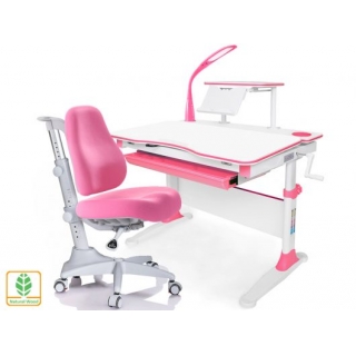 Комплект Mealux EVO Evo-30 PN (арт. Evo-30 PN + Y-528 KP) (дерево) / (стол+полка+кресло+чехол+лампа) / белая столешница (дерево) / цвет пластика розовый (коробок-2 шт.)