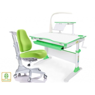 Комплект Mealux EVO-30 Z (арт. Evo-30 Z + Y-528 KZ) (дерево) / (стол+полка+кресло+чехол+лампа) / белая столешница (дерево) / цвет пластика зеленый (коробок-2 шт.)