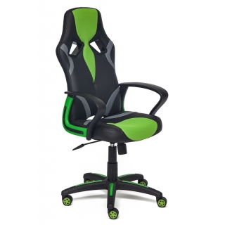 Кресло RUNNER (кож/зам/ткань, черный/зеленый, 36-6/tw26/tw-12)