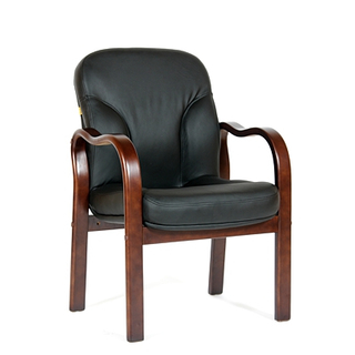 Кресло для посетителей Chairman 658 НАТУРАЛЬНАЯ КОЖА ЧЕРНЫЙ (максимальная нагрузка до 100кг)