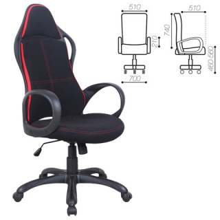 Игровое кресло BRABIX PREMIUM Force EX-516, ткань, черное/вставки красные 531571