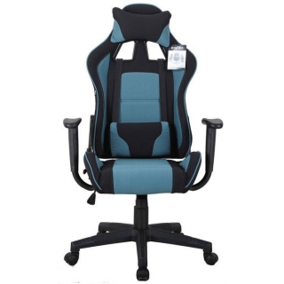 Игровое кресло BRABIX GT Racer GM-100, две подушки, ткань, черное/голубое 531818