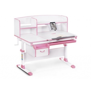 Детский стол Mealux Evo-50 (EVO-50) PN - столешница белая / ножки белые с розовыми накладками (четыре коробки)