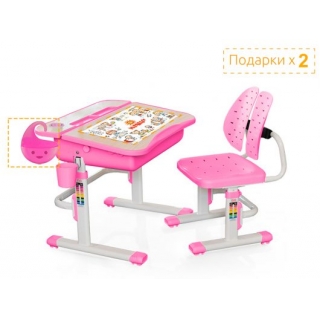Комплект мебели (столик + стульчик) Mealux EVO-03 PN столешница цвета клен / пластик розовый (одна коробка)