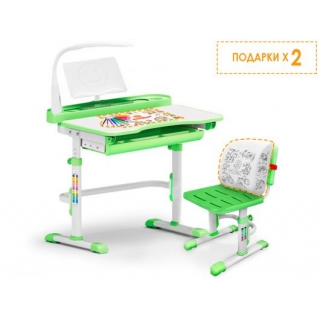 Комплект мебели (столик + стульчик + лампа) Mealux EVO-18 Z (с лампой) столешница белая / пластик зеленый (одна коробка)