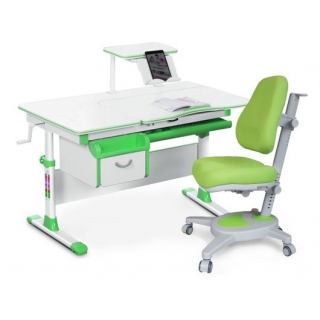 Комплект Mealux EVO Evo-40 Z (арт. Evo-40 Z + Y-110 KZ) /(стол+полка+кресло+чехол)/ белая столешница, цвет пластика зеленый (коробок-4 шт.)