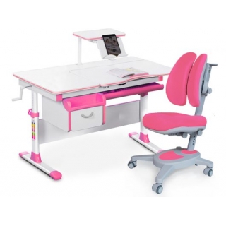 Комплект Mealux EVO Evo-40 PN (арт. Evo-40 PN + Y-115 KP) /(стол+полка+кресло+чехол)/ белая столешница, цвет пластика розовый (коробок-4 шт.)