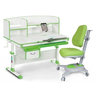 Комплект Mealux EVO Evo-50 Z (арт. Evo-50 Z + Y-110 KZ) /(стол+полка+кресло+чехол)/ белая столешница, цвет пластика зеленый (коробок-5 шт.)