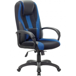 Игровое кресло BRABIX GT Racer GM-102, НАГРУЗКА 180кг, экокожа/ткань, черное/синее 532106
